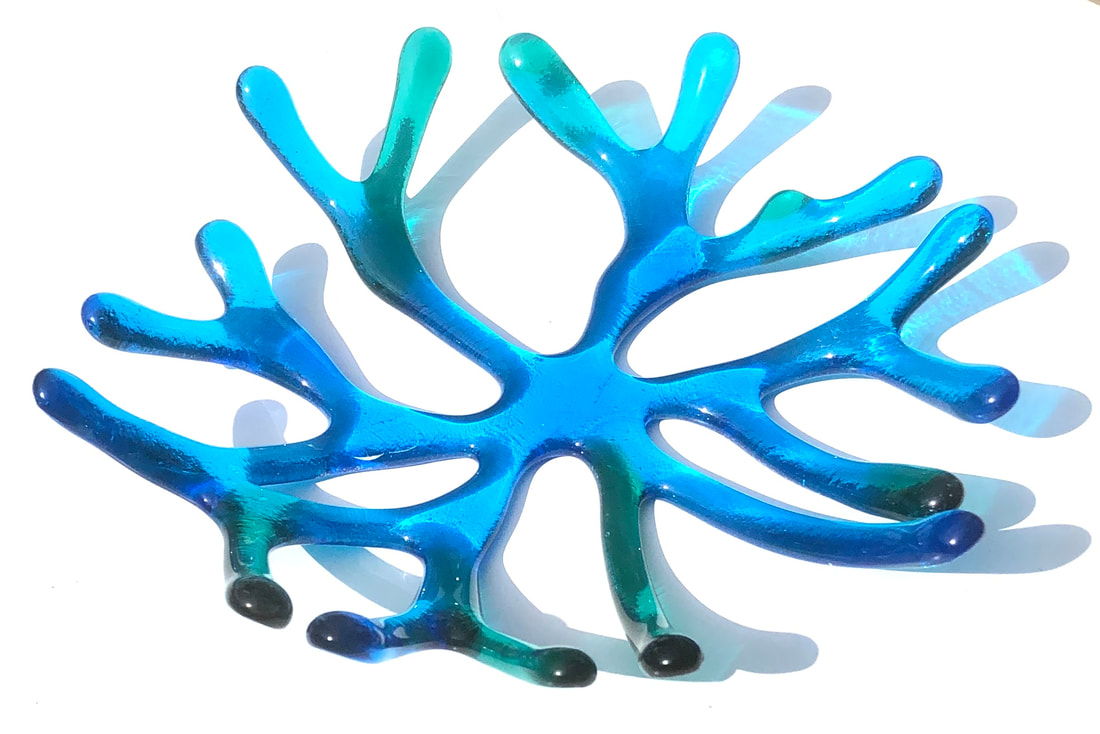 Fused glass coral bowl